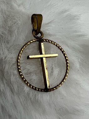 Vintage Dainty CMC Gold Filled Circle of Life Cross Pendant